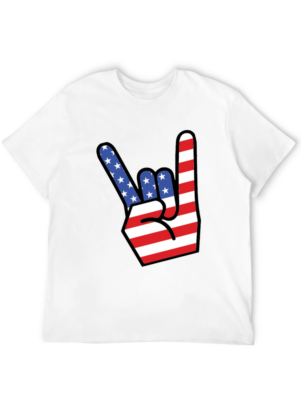 American Flag Rock On Gesture Graphic T-Shirt