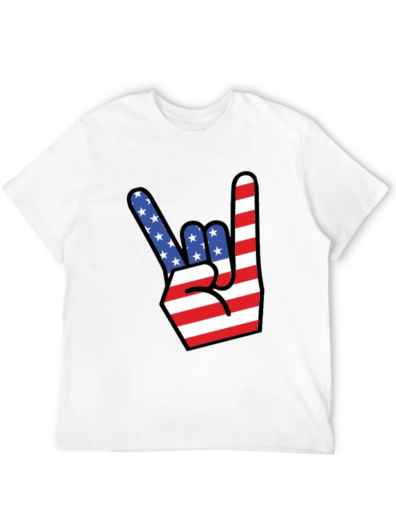 American Flag Rock On Gesture Graphic T-Shirt