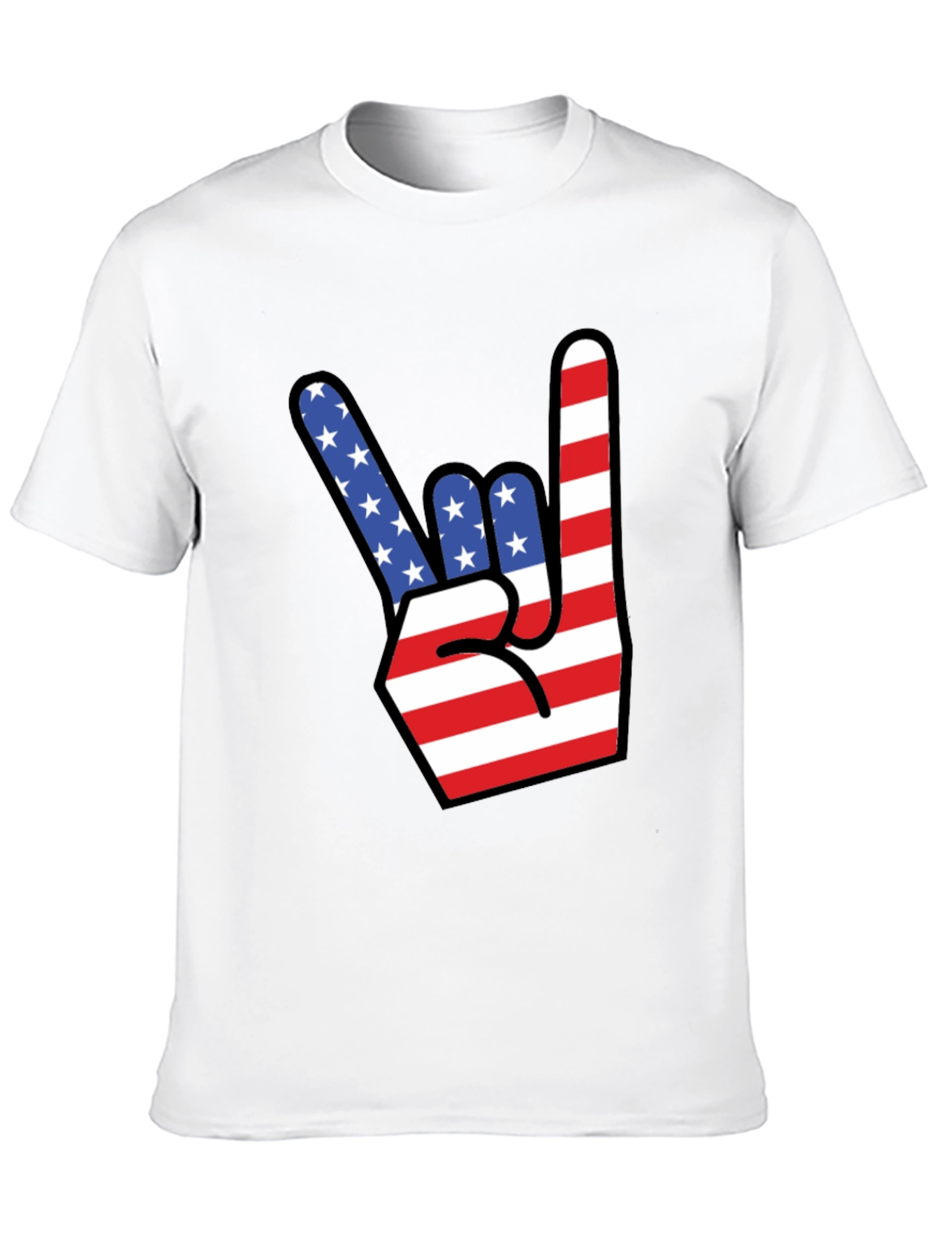 American Flag Rock On Gesture Graphic T-Shirt