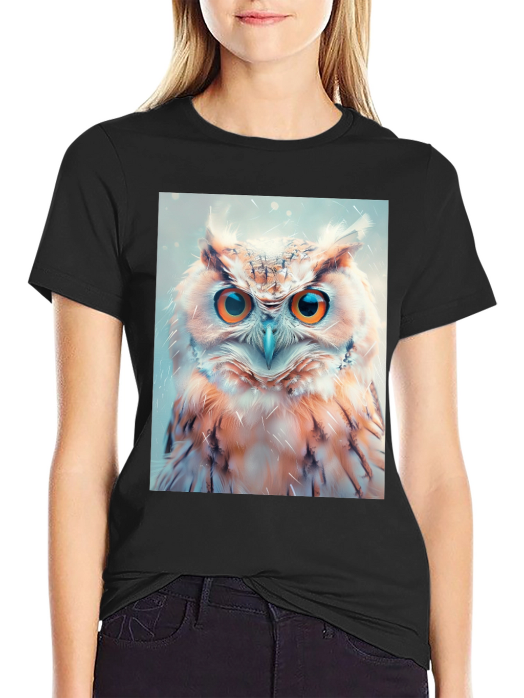 Owl Print Black T-Shirt