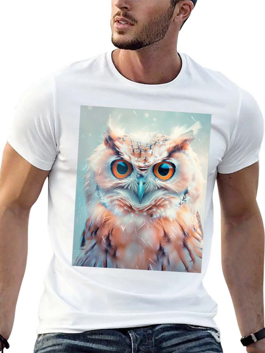 Owl Print Black T-Shirt