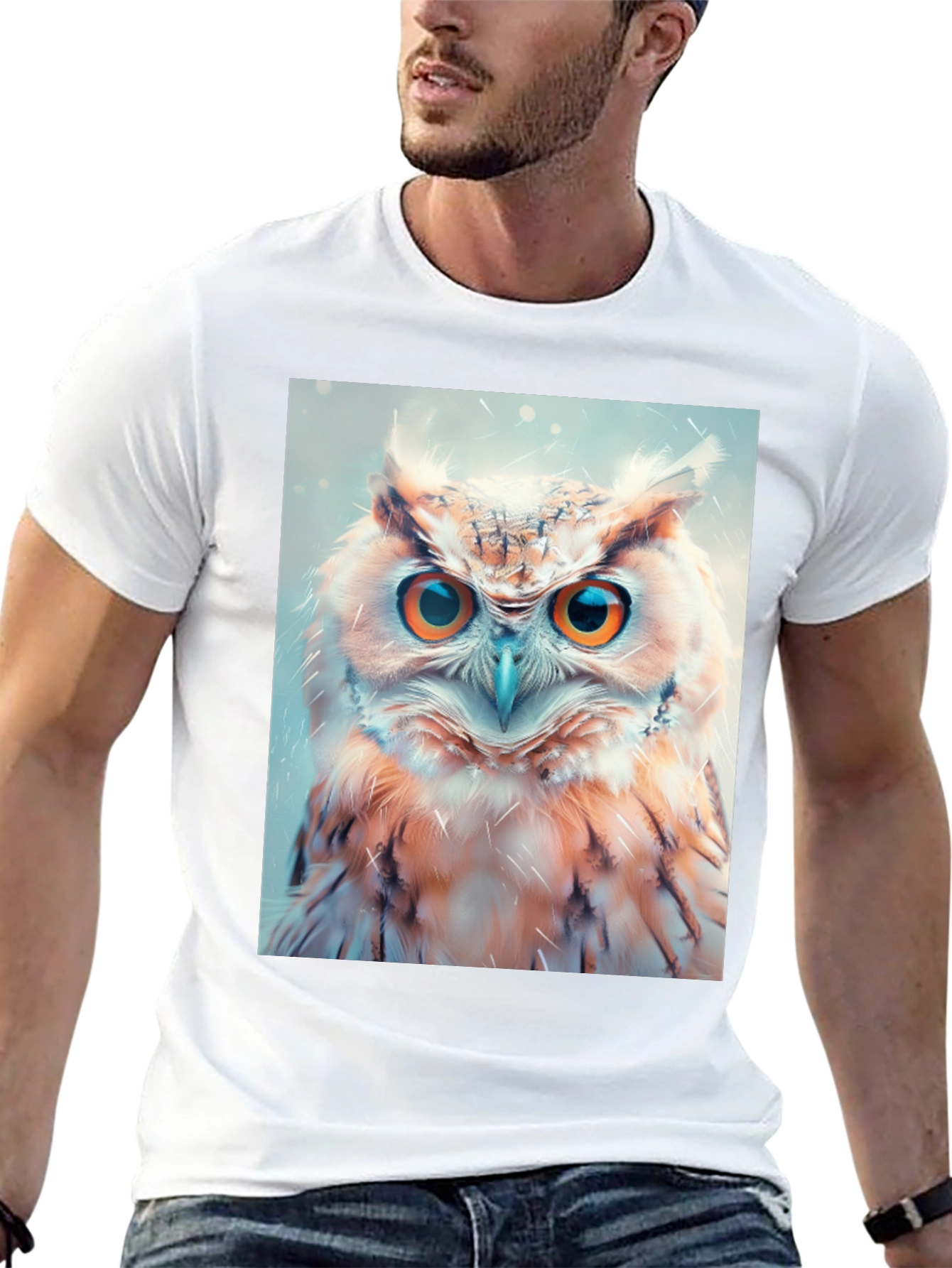 Owl Print Black T-Shirt