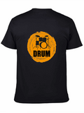 Drummer T-Shirt - Black Tee with Drum Kit Graphic