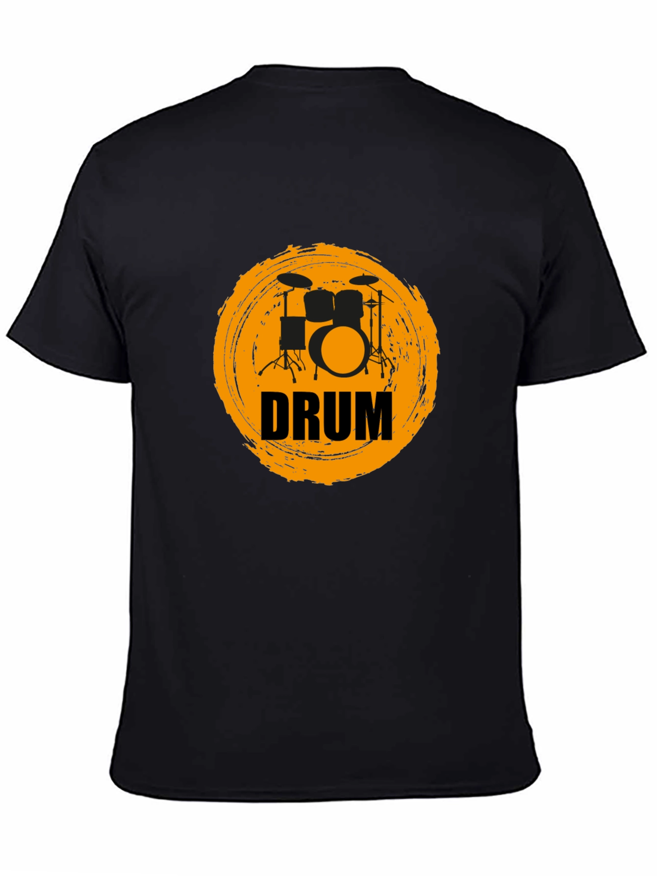 Drummer T-Shirt - Black Tee with Drum Kit Graphic