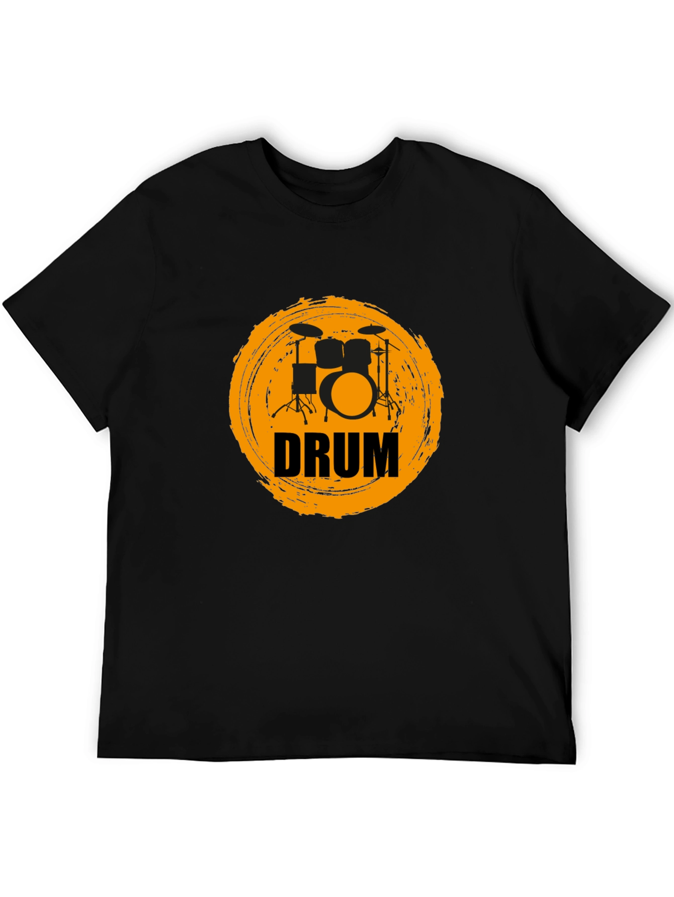Drummer T-Shirt - Black Tee with Drum Kit Graphic