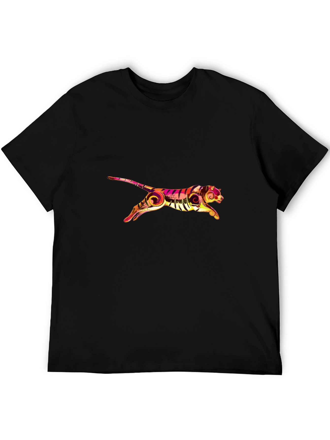 Stylish Black Tee with Graphic Tiger Print