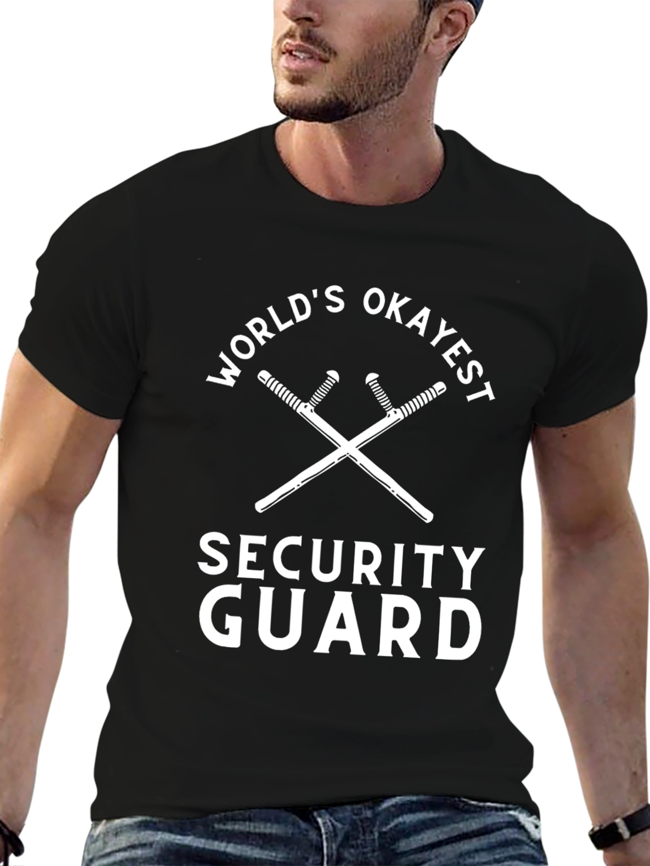 Worlds Okayest Security Guard Black T-Shirt