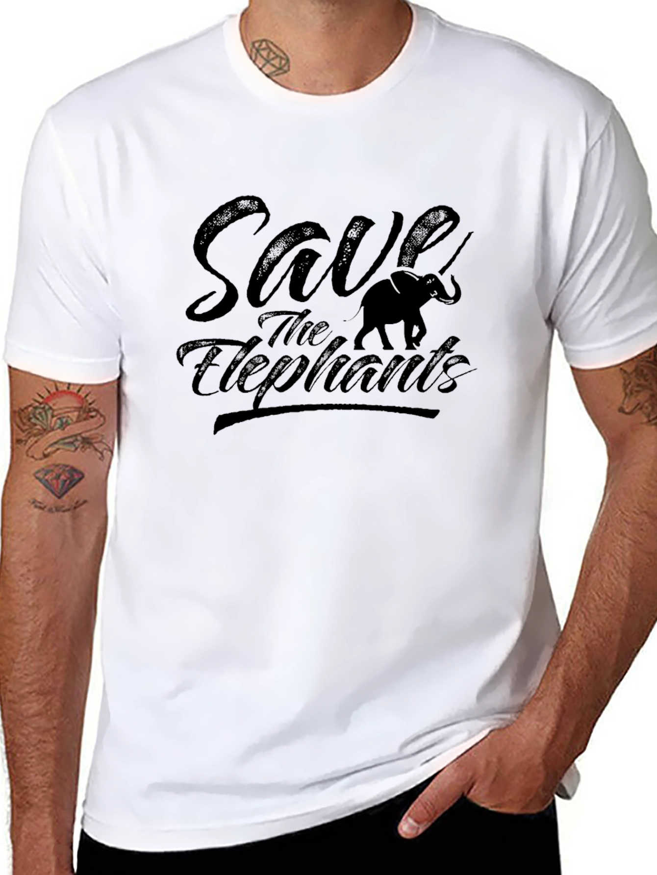 Save the Elephants Graphic Tee - Black