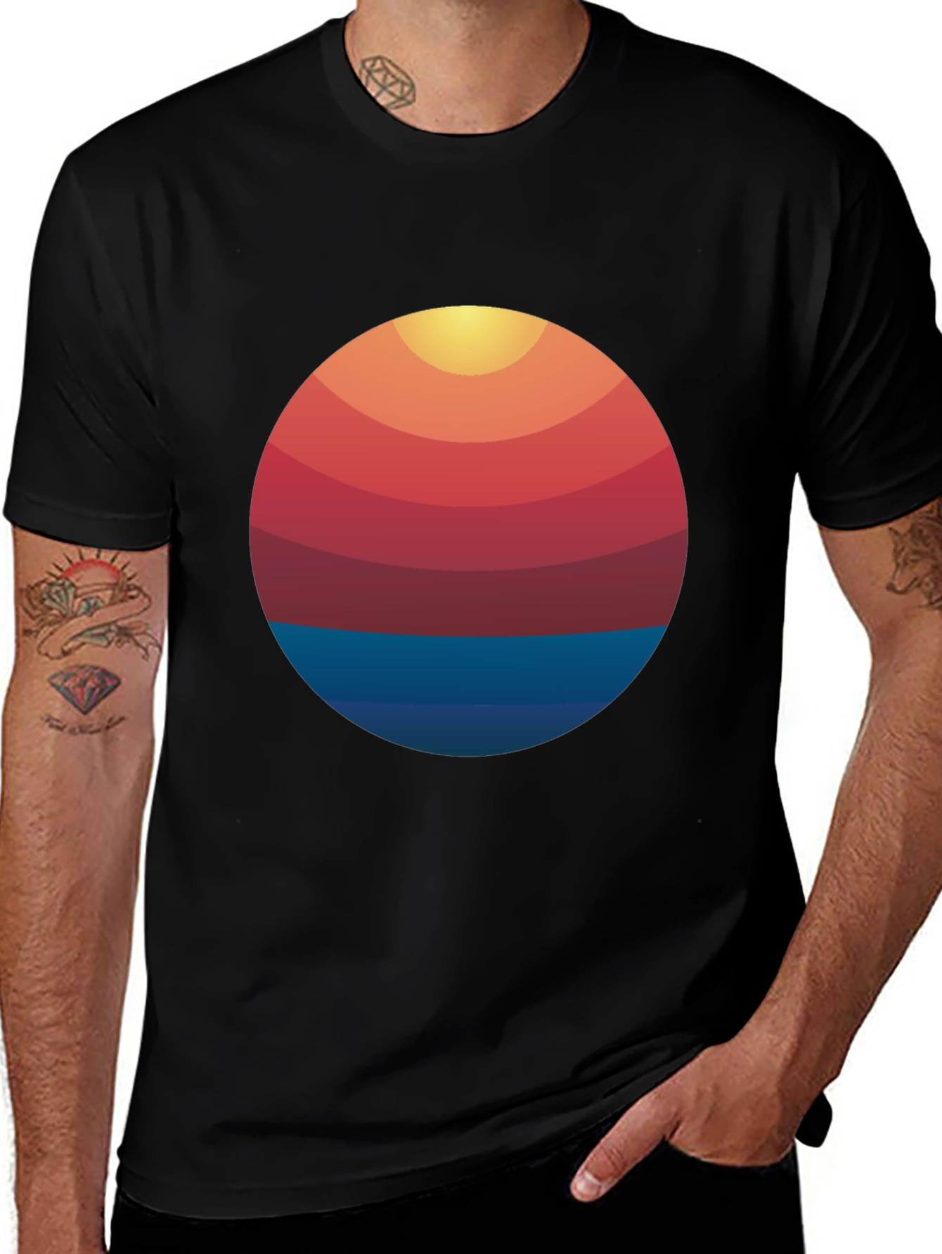 Retro Sunset Graphic T-Shirt - Cool Casual Tee