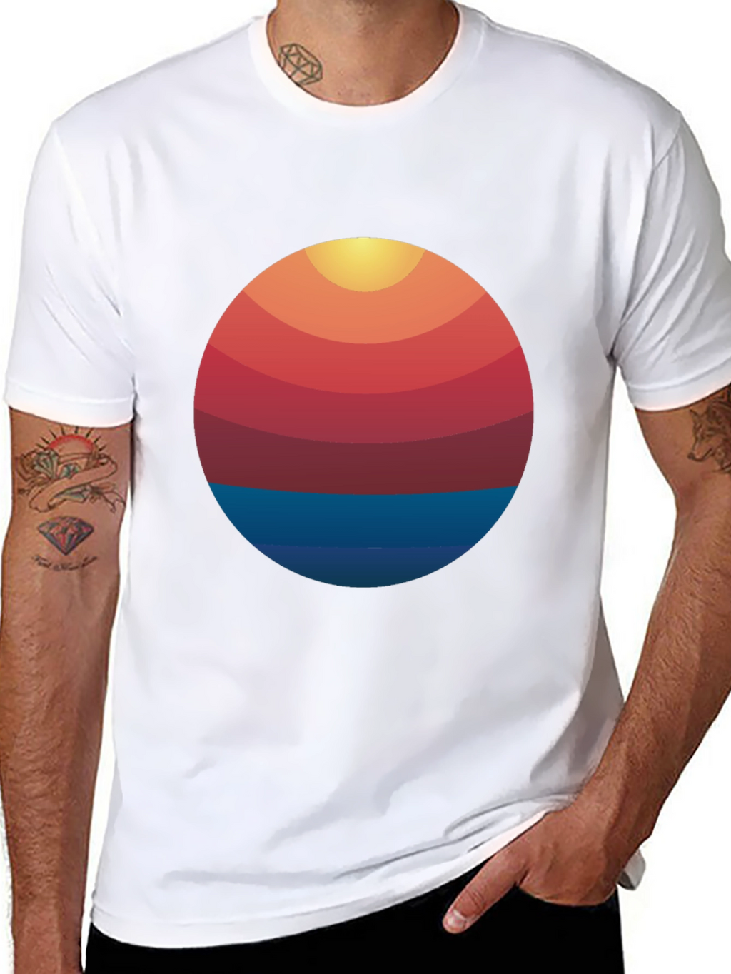 Retro Sunset Graphic T-Shirt - Cool Casual Tee