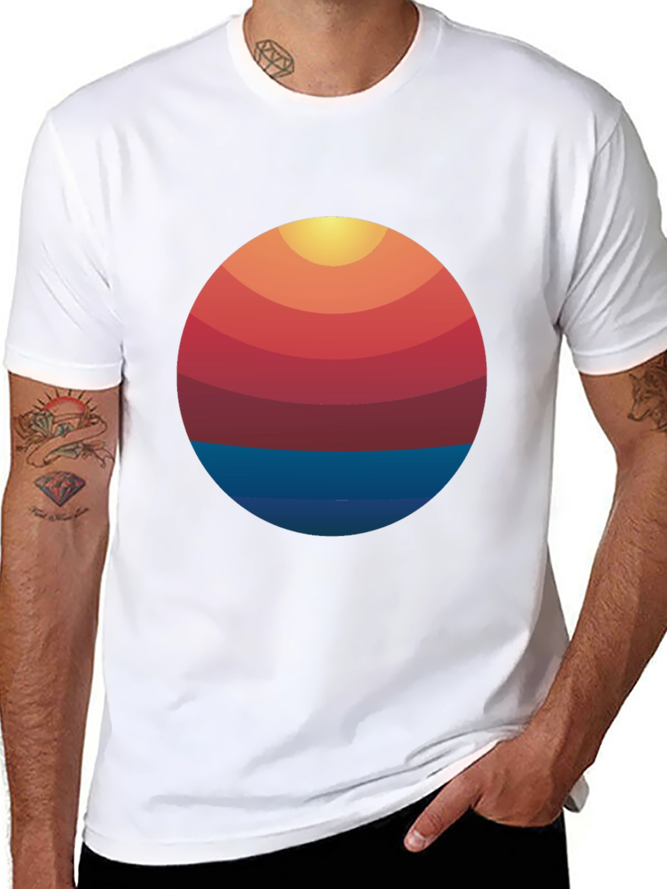 Retro Sunset Graphic T-Shirt - Cool Casual Tee