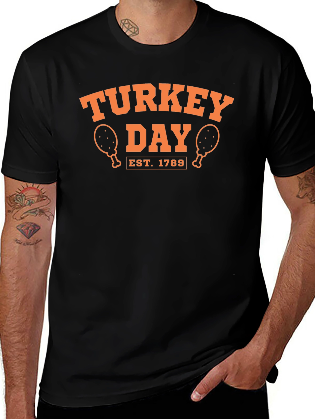 Turkey Day Est. 1789 Black T-Shirt