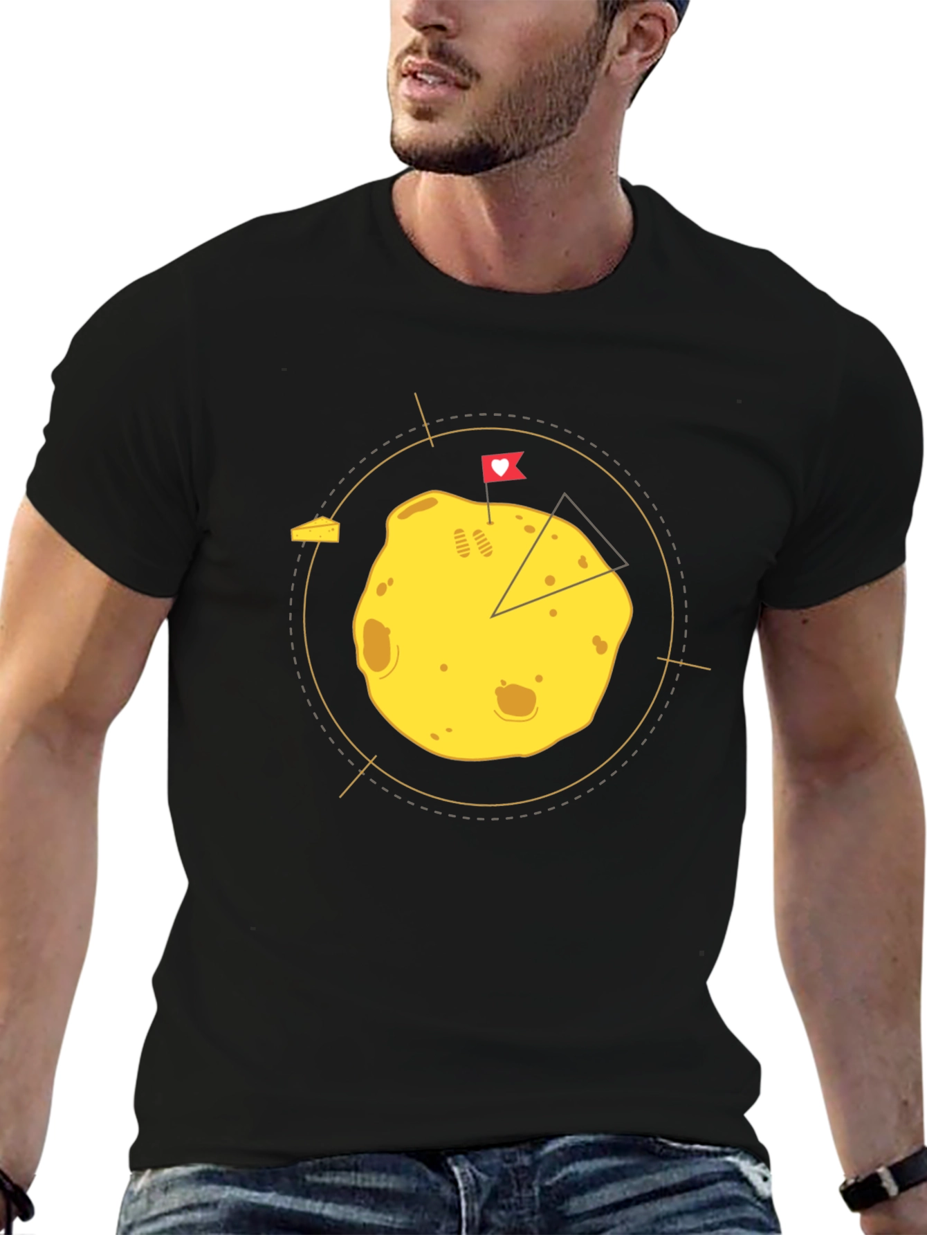 Funny Cheese Lover Graphic Tee - Black