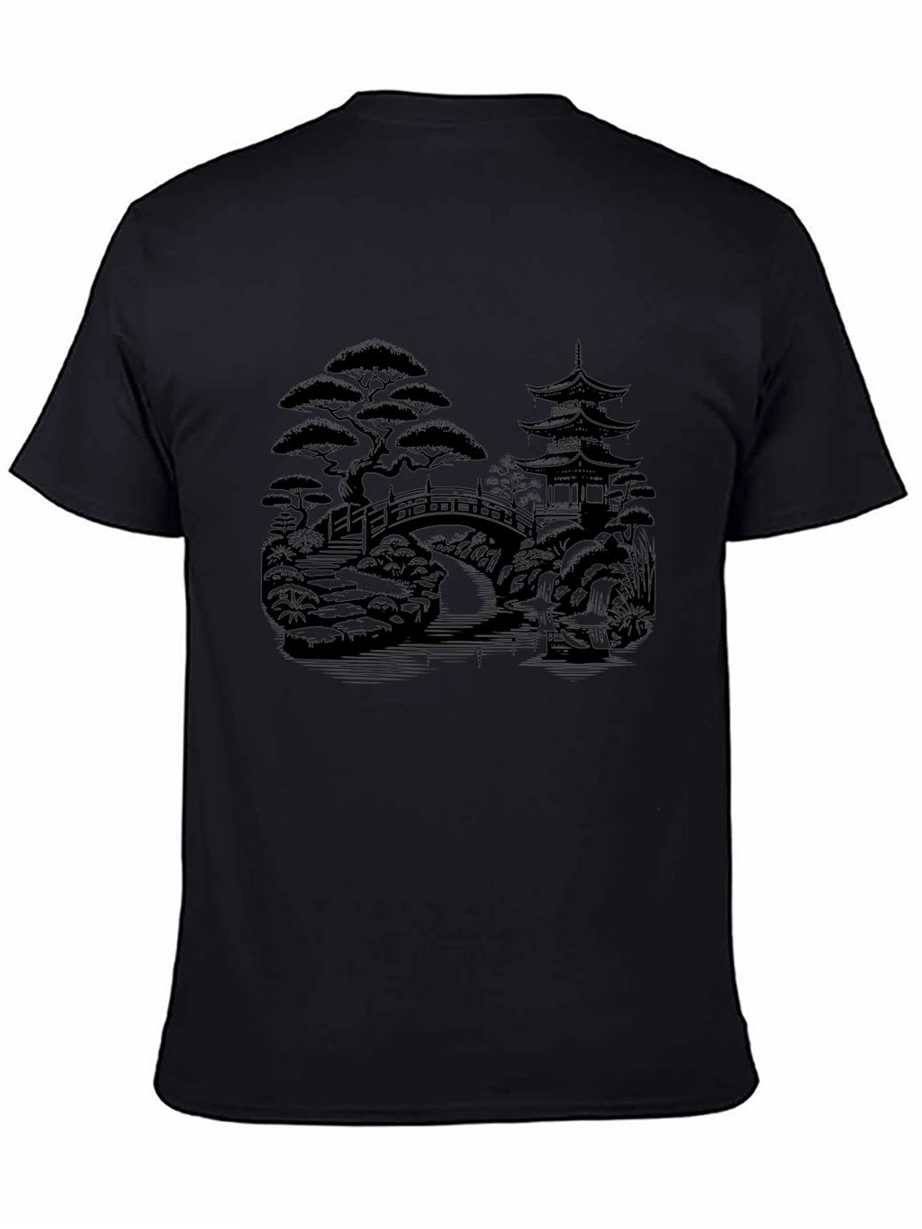 Zen Garden T-Shirt - Nature Inspired Black Tee