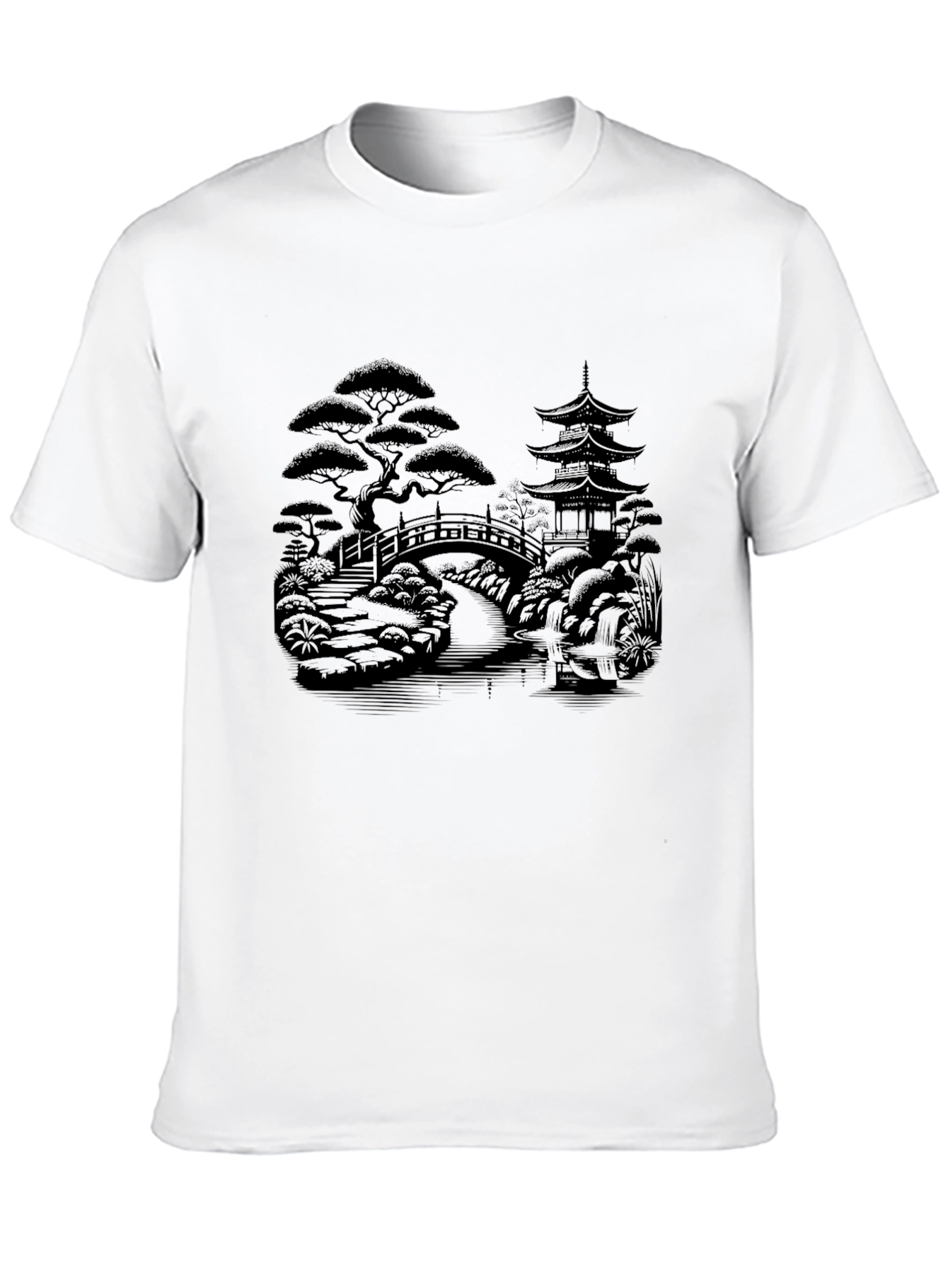 Zen Garden T-Shirt - Nature Inspired Black Tee