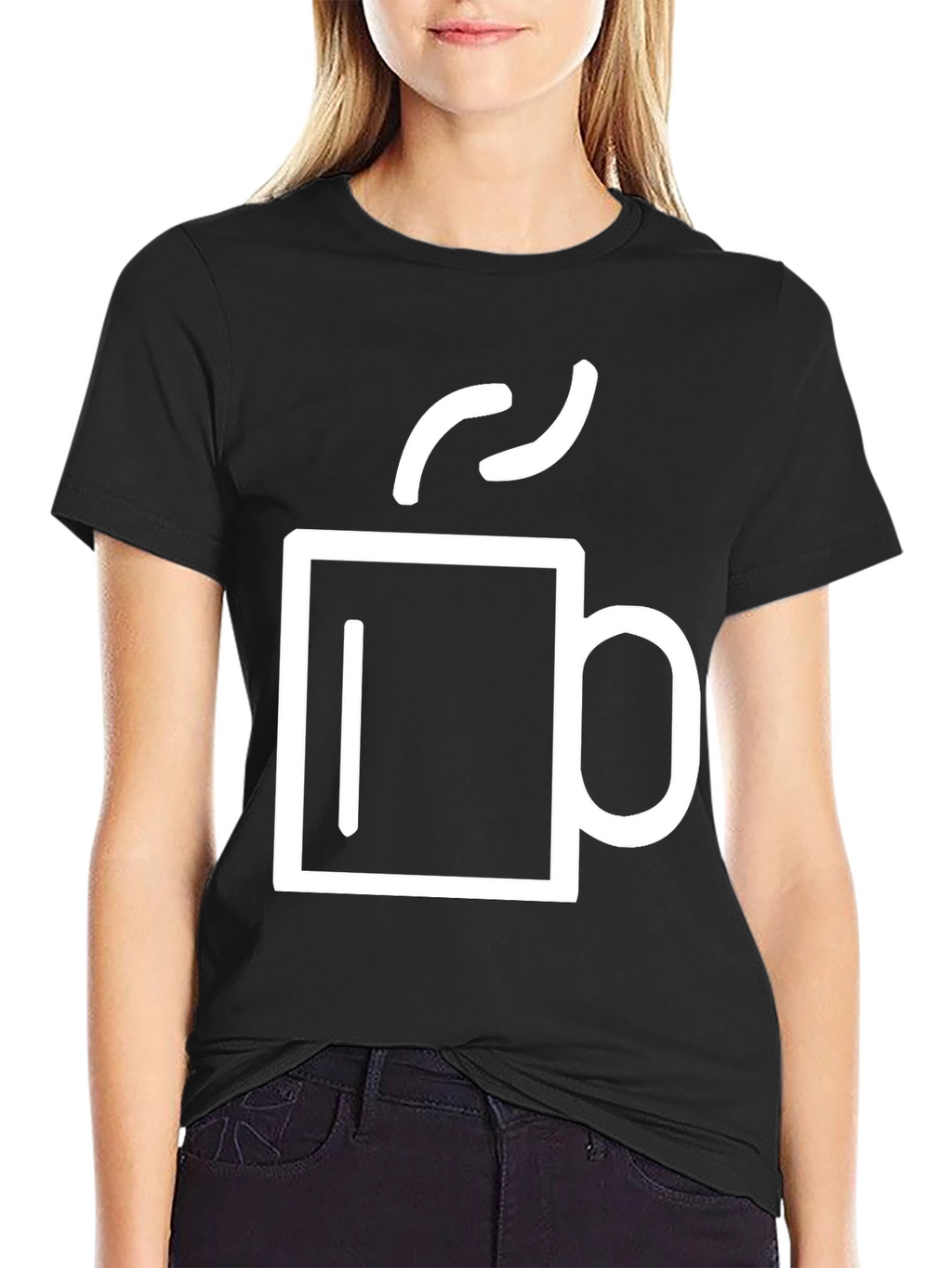 Coffee Cup Graphic Tee - Black Cotton Blend