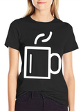 Coffee Cup Graphic Tee - Black Cotton Blend