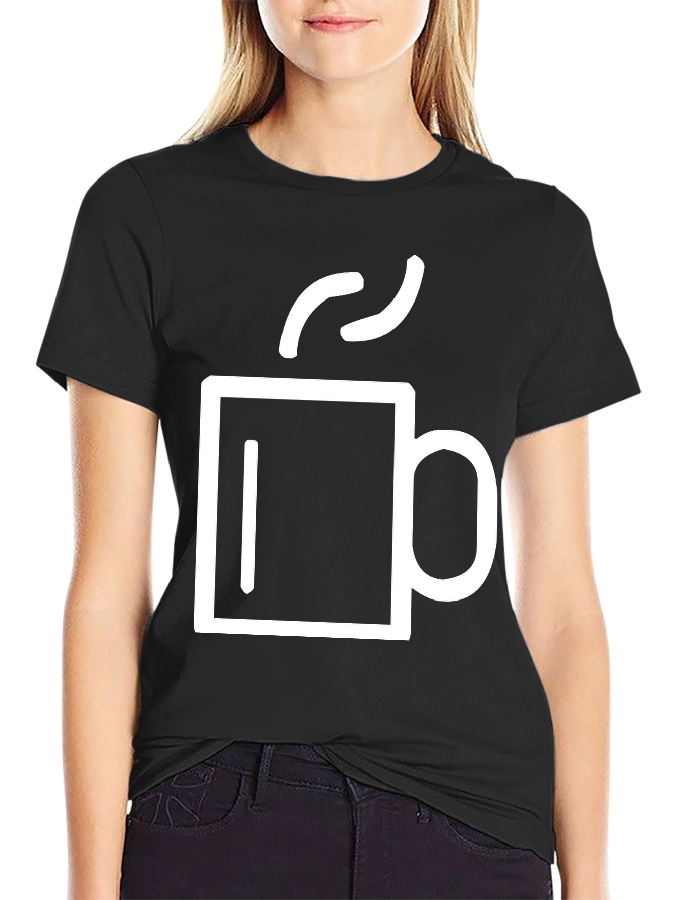 Coffee Cup Graphic Tee - Black Cotton Blend