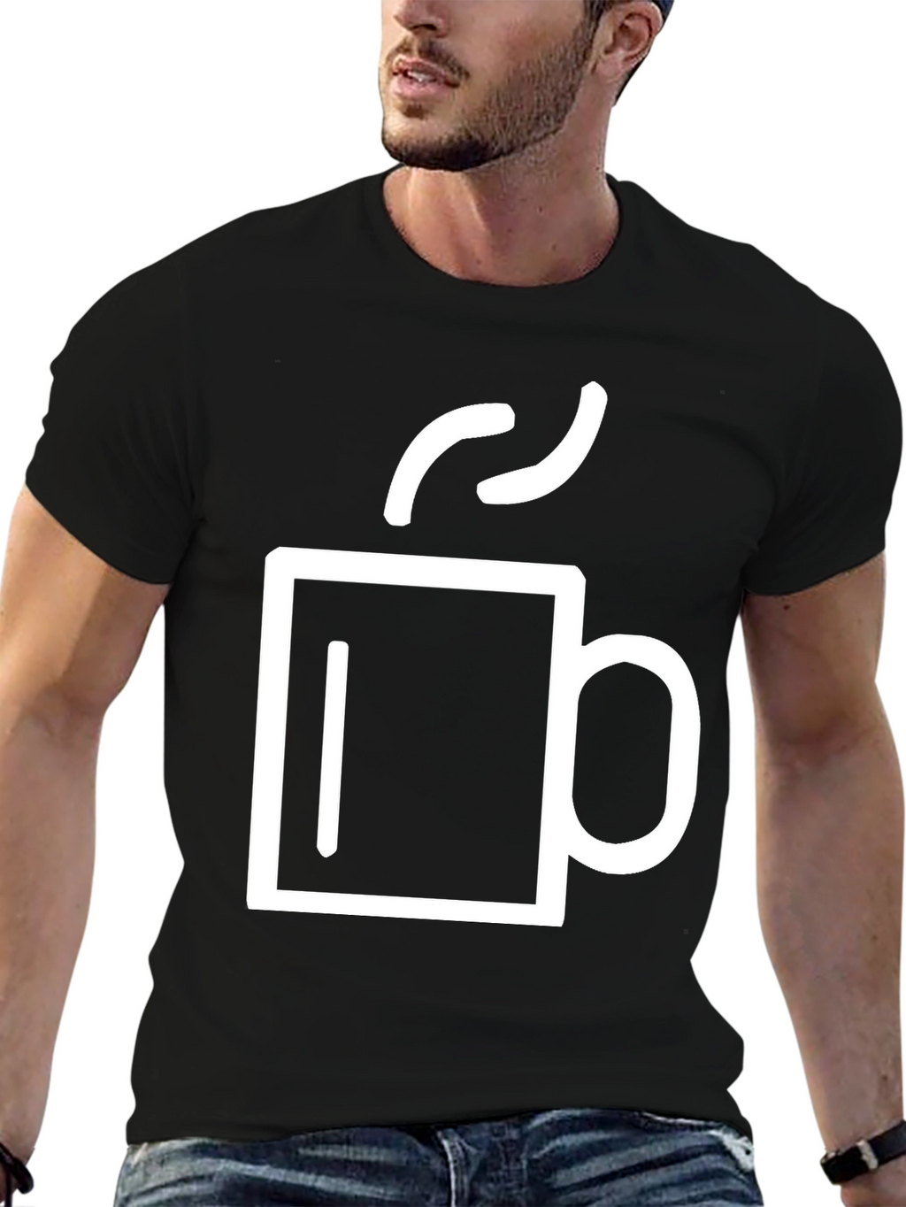 Coffee Cup Graphic Tee - Black Cotton Blend