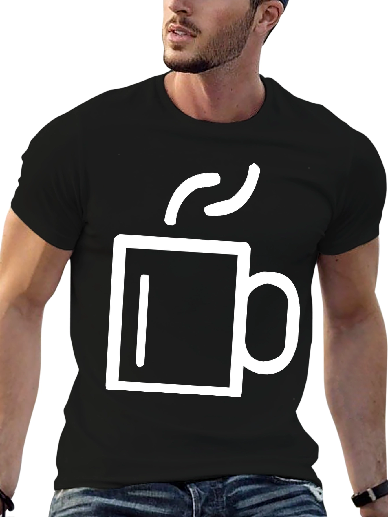 Coffee Cup Graphic Tee - Black Cotton Blend
