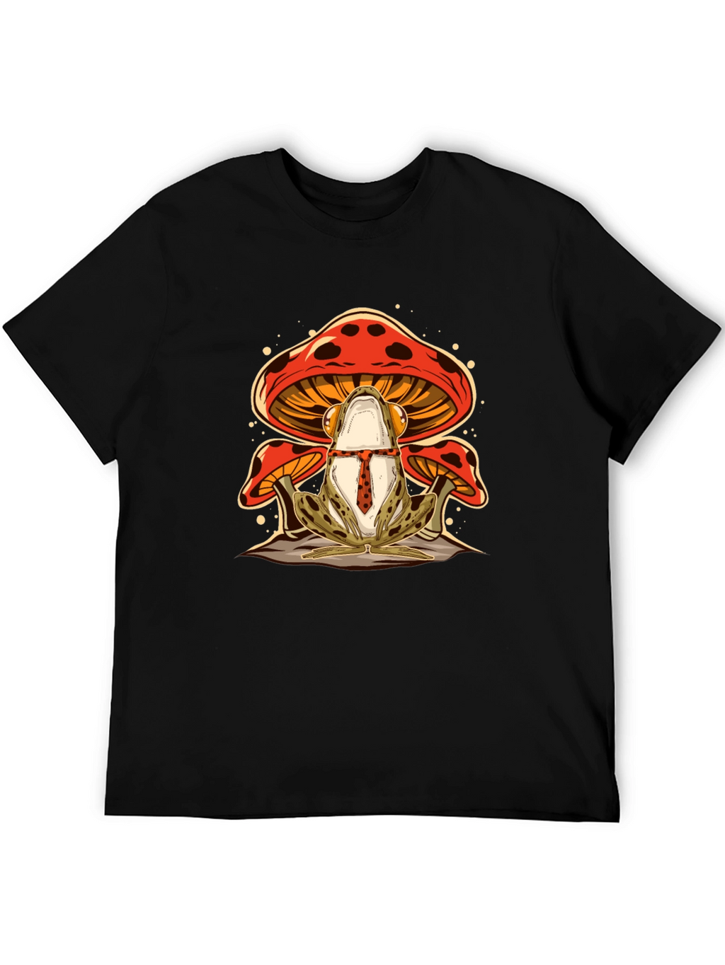 Frog & Mushroom Graphic Tee - Black