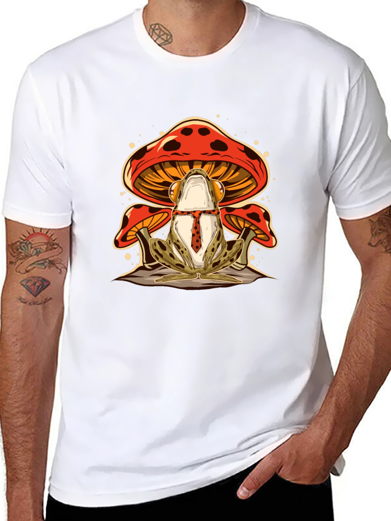 Frog & Mushroom Graphic Tee - Black