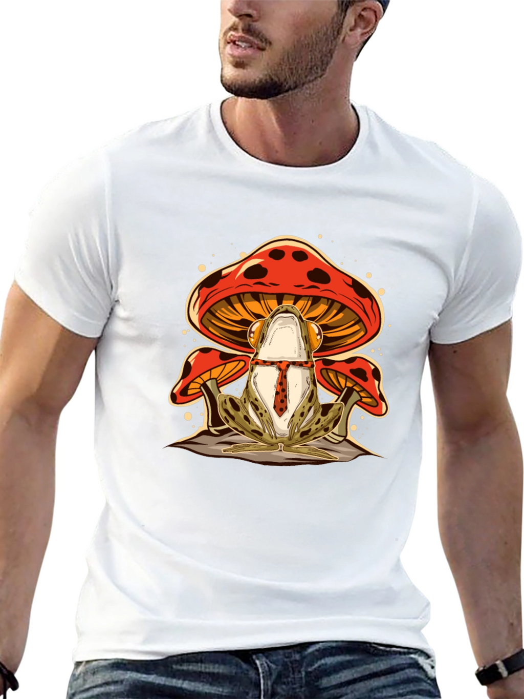 Frog & Mushroom Graphic Tee - Black