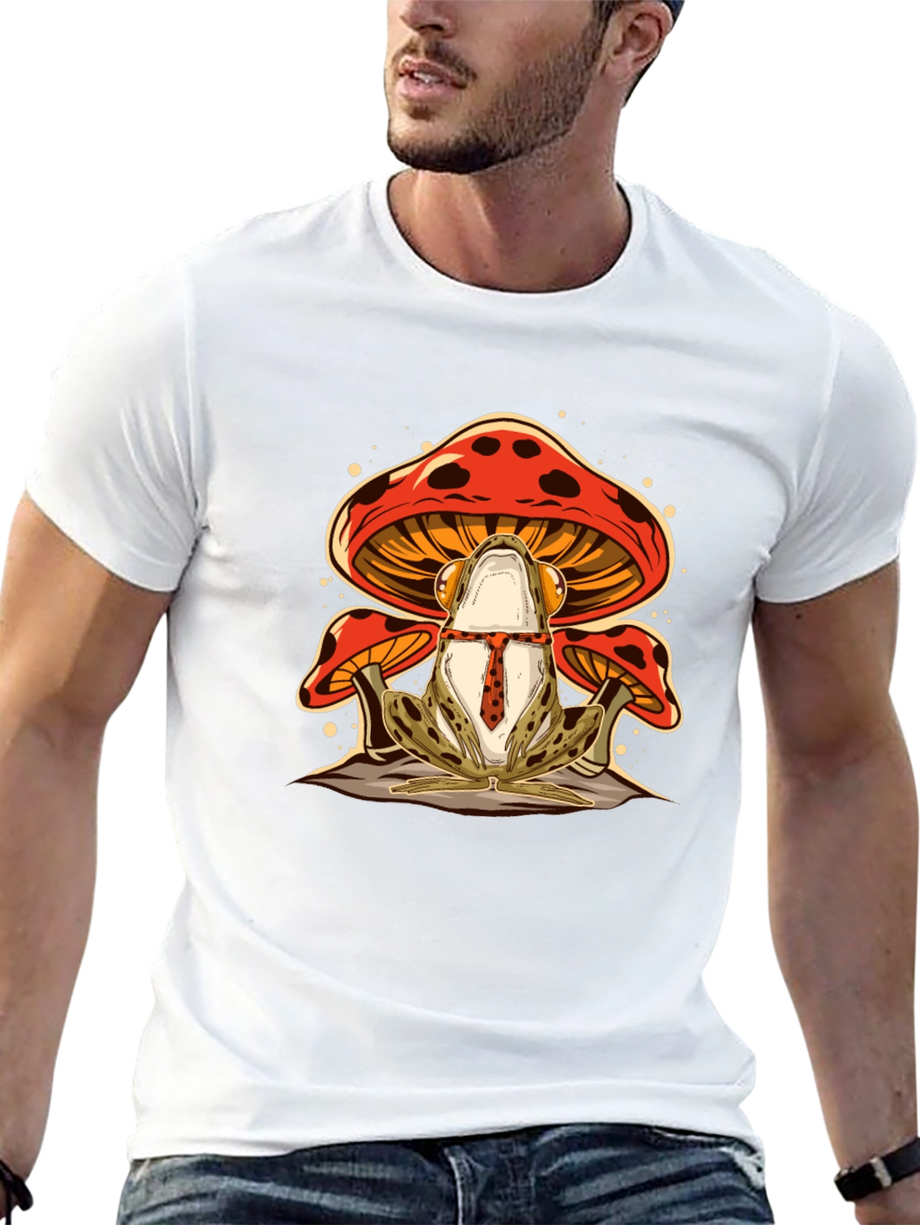 Frog & Mushroom Graphic Tee - Black