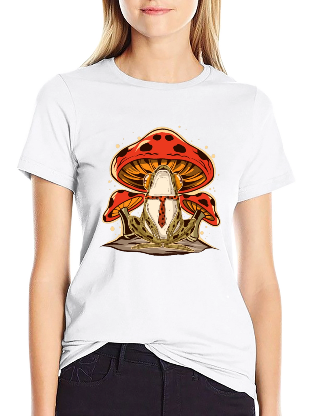 Frog & Mushroom Graphic Tee - Black