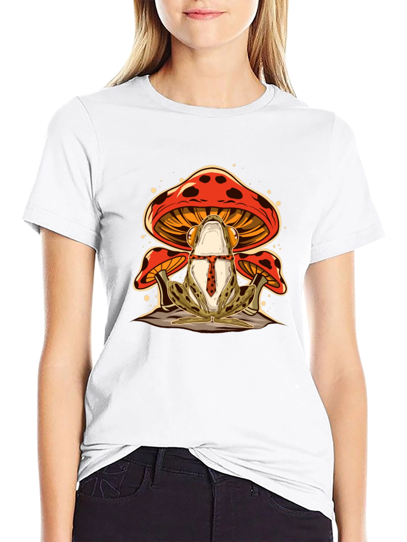 Frog & Mushroom Graphic Tee - Black