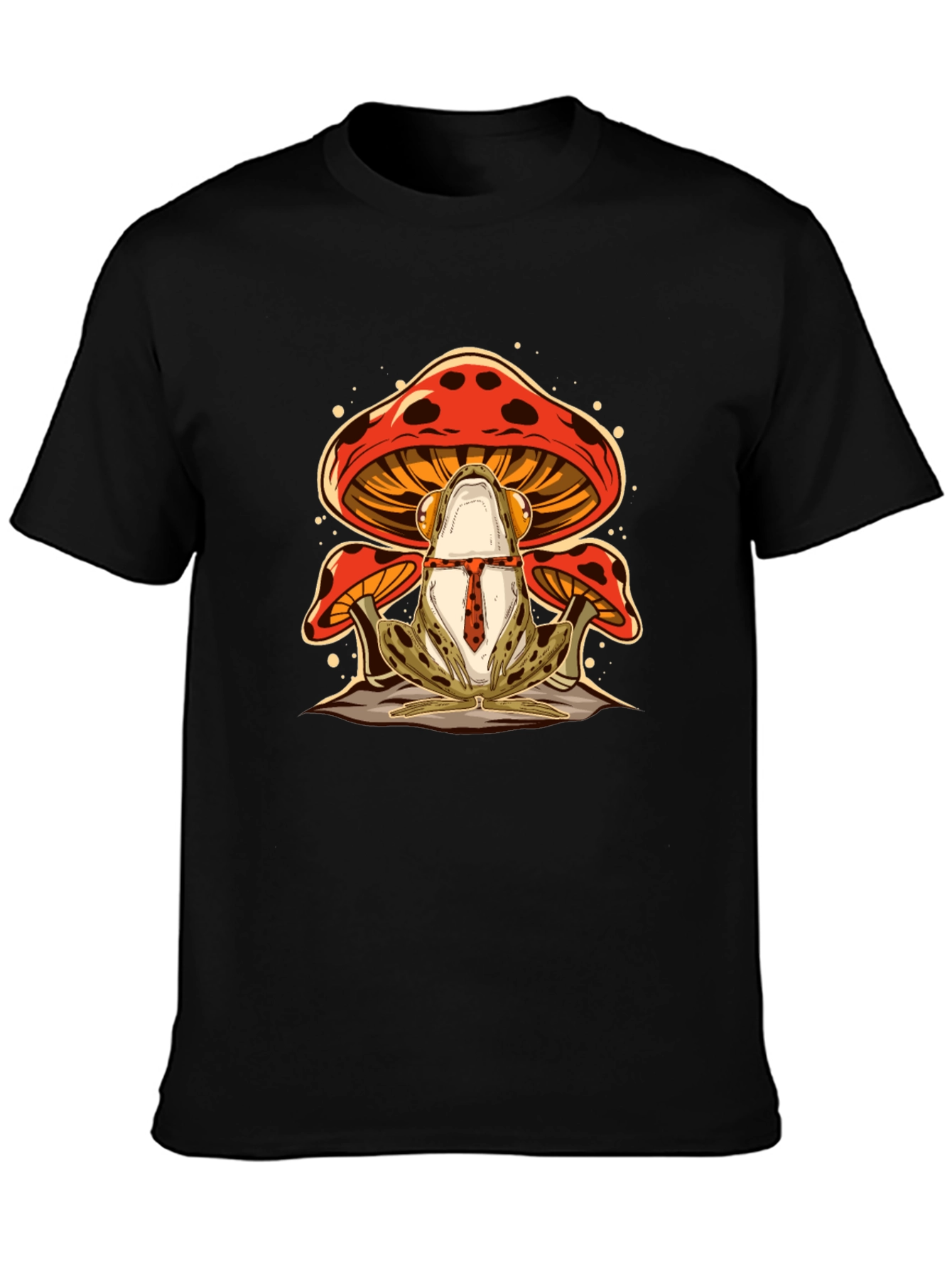 Frog & Mushroom Graphic Tee - Black