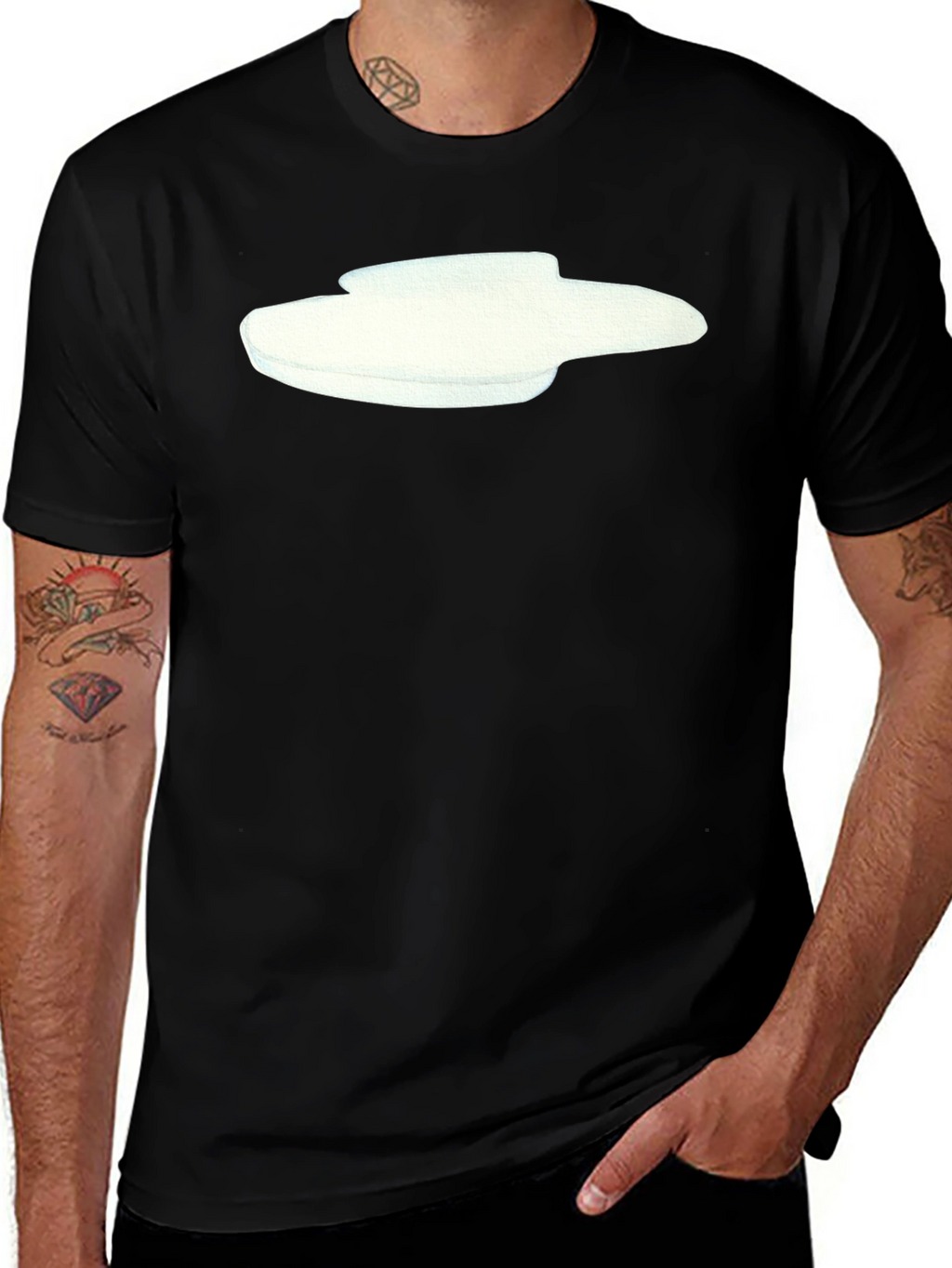 Modern Graphic Tee - Abstract White Design on Black