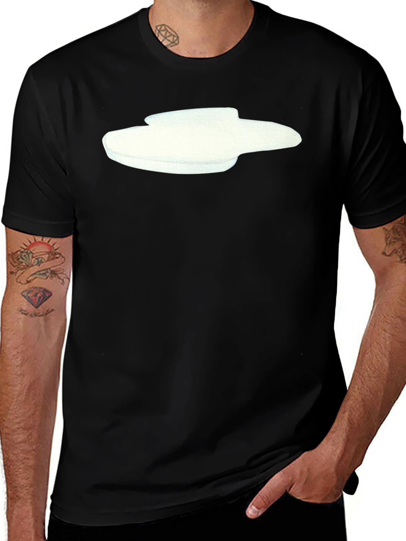 Modern Graphic Tee - Abstract White Design on Black