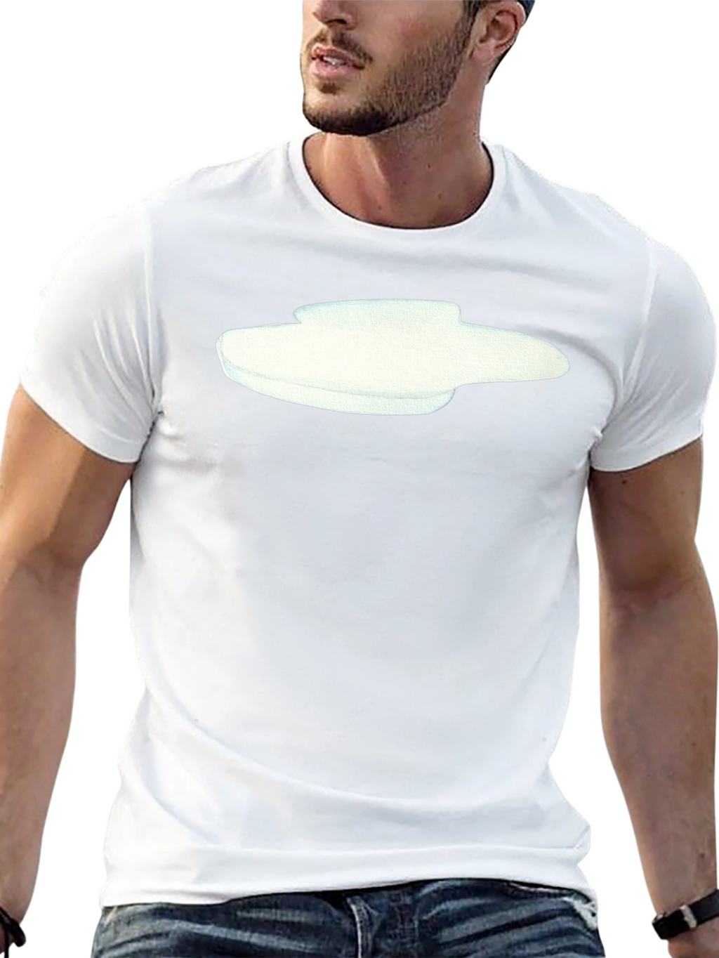 Modern Graphic Tee - Abstract White Design on Black