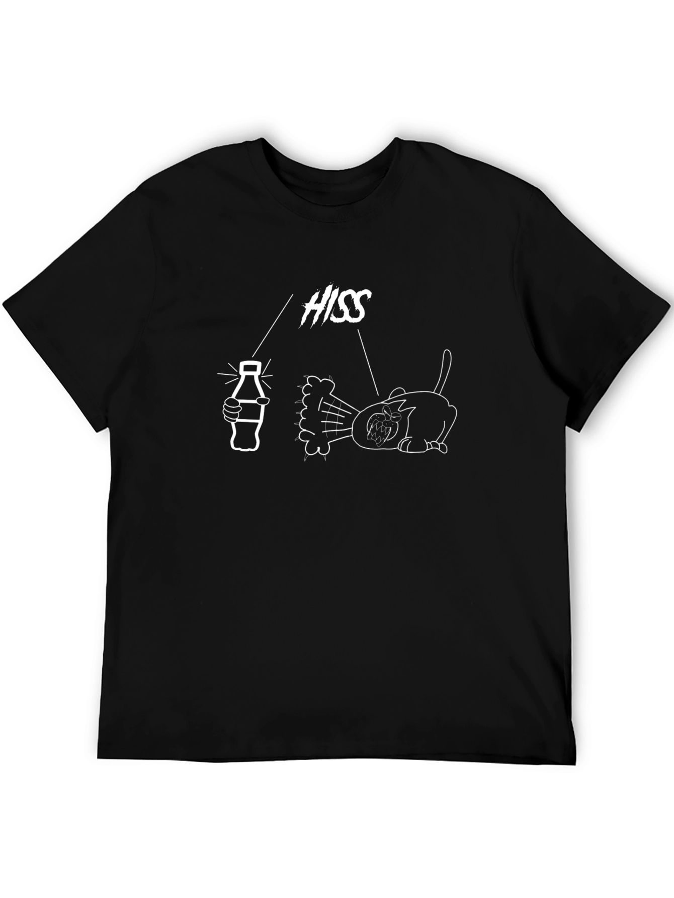 Hissing Cat Graphic T-Shirt - Funny Cartoon Design