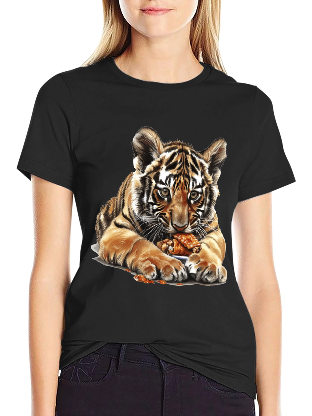 Tiger Cub Chicken Wings Graphic Tee - Black