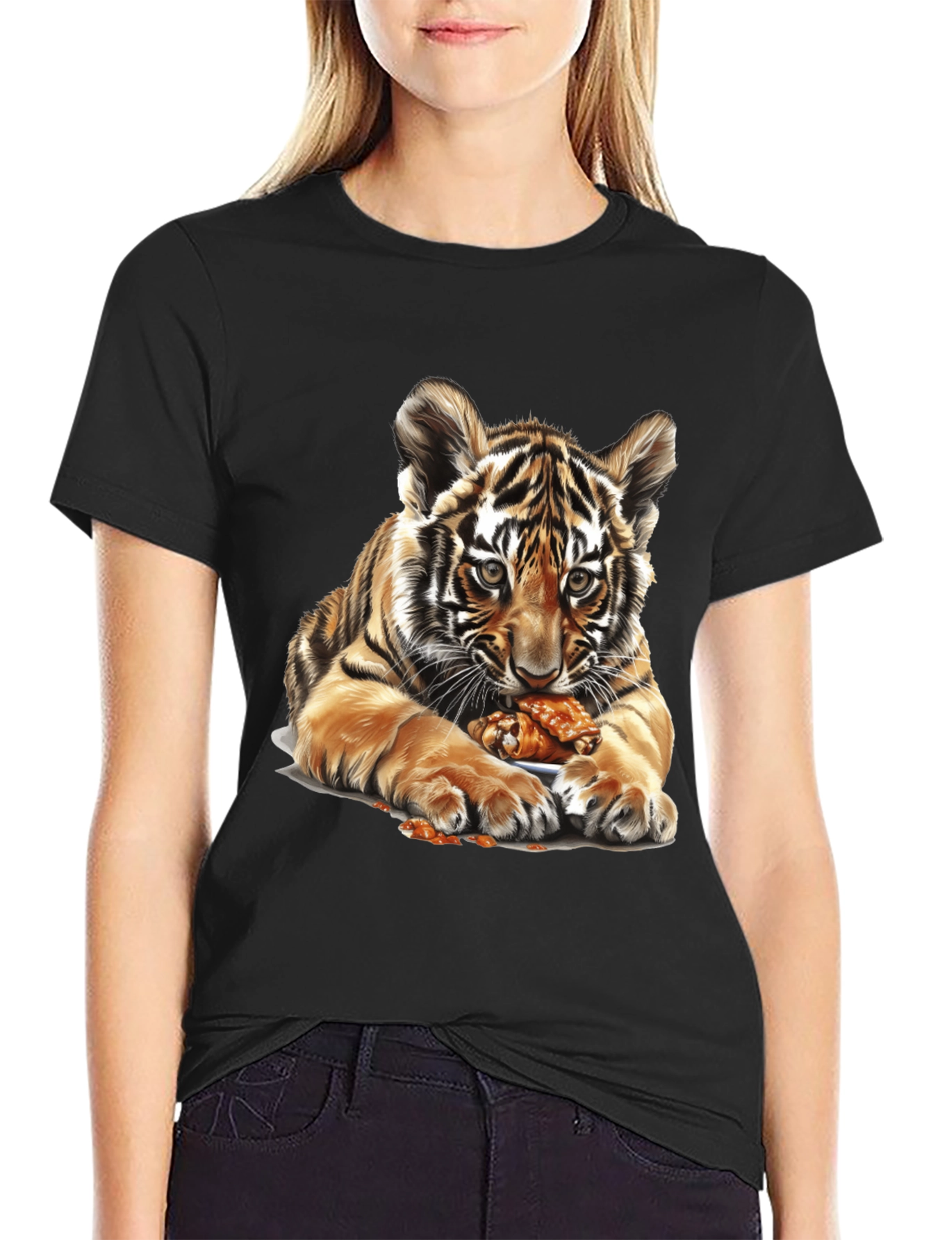 Tiger Cub Chicken Wings Graphic Tee - Black