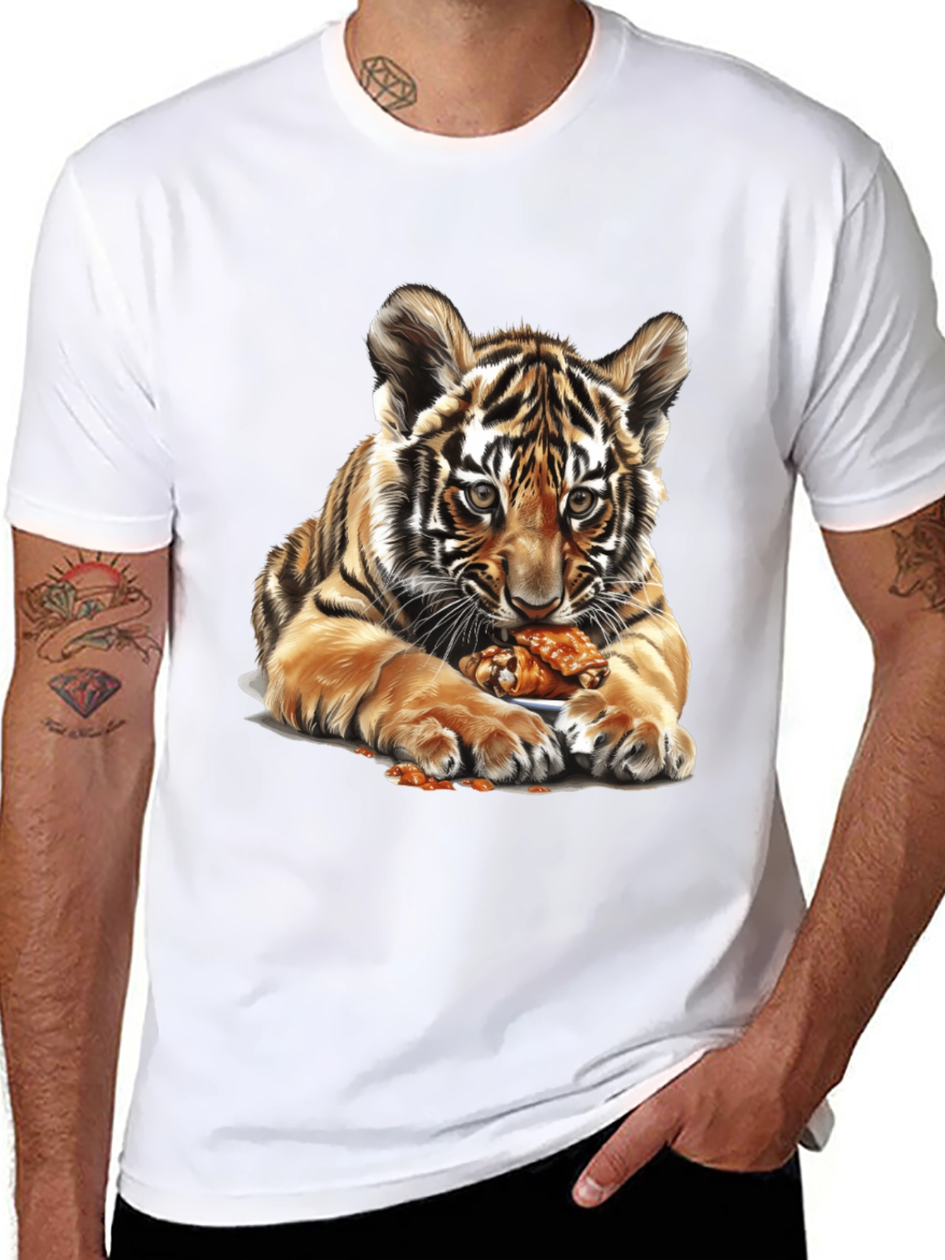 Tiger Cub Chicken Wings Graphic Tee - Black