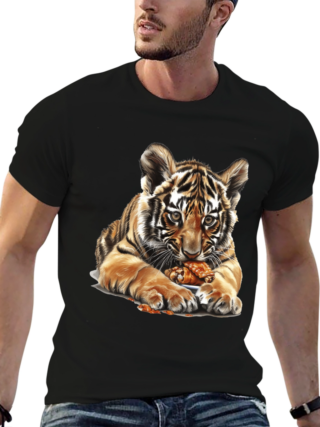 Tiger Cub Chicken Wings Graphic Tee - Black
