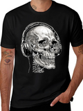 Skull with Headphones Graphic T-Shirt