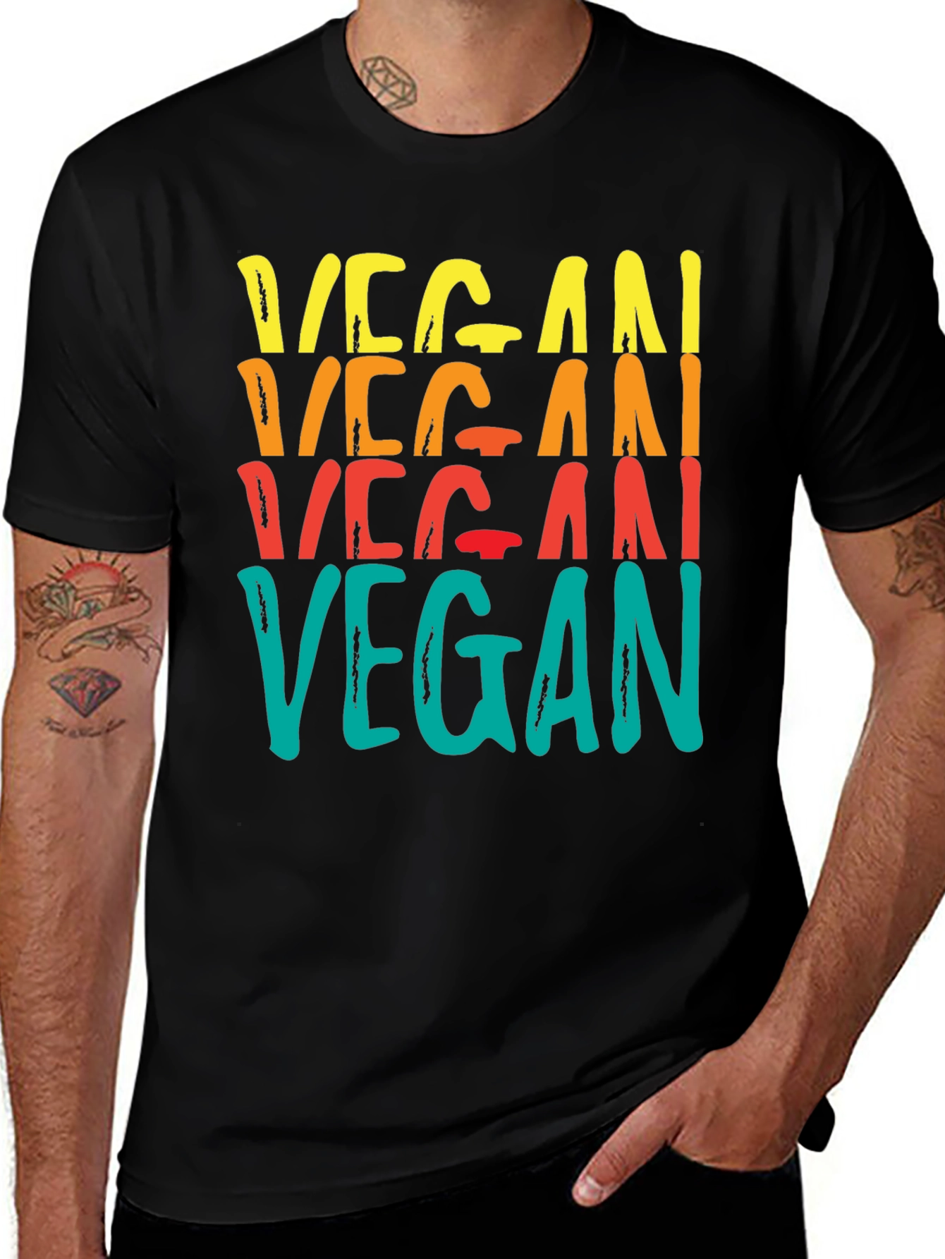 Retro Vegan T-Shirt - Colorful Vegan Text Graphic Tee