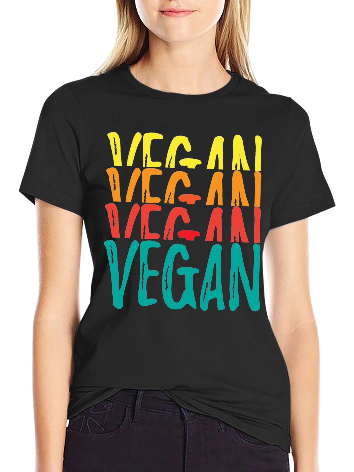 Retro Vegan T-Shirt - Colorful Vegan Text Graphic Tee