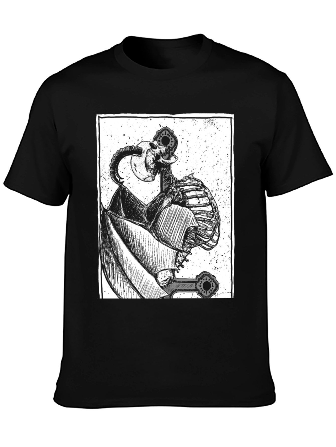 Unique Skeleton Graphic Print Black T-Shirt