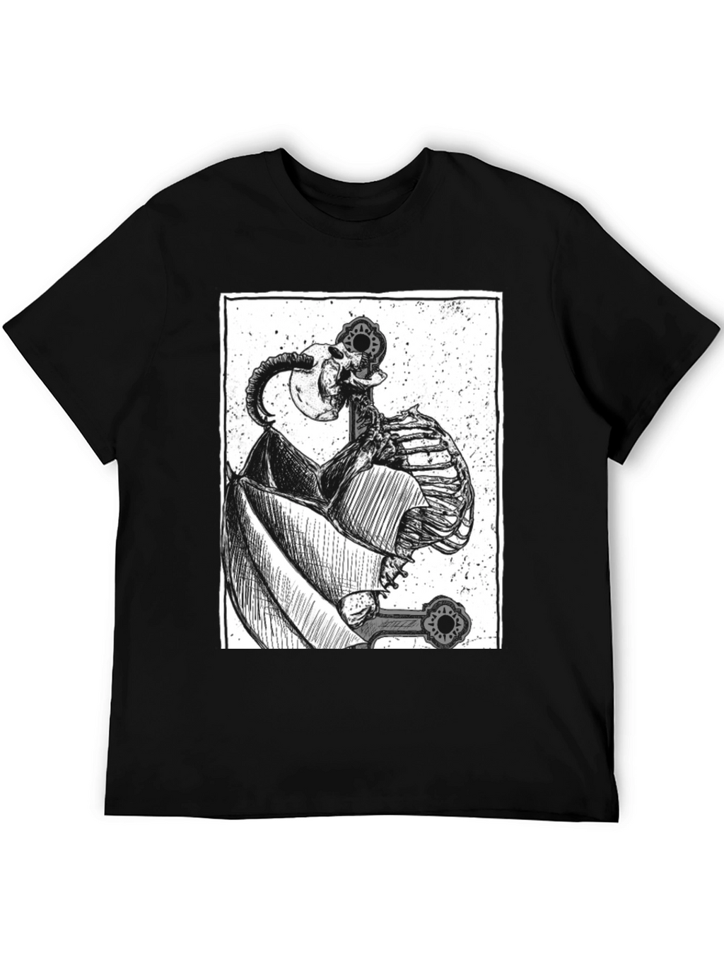 Unique Skeleton Graphic Print Black T-Shirt