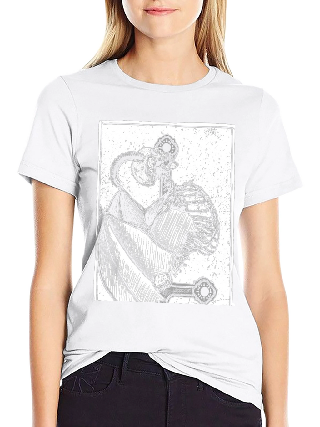 Unique Skeleton Graphic Print Black T-Shirt