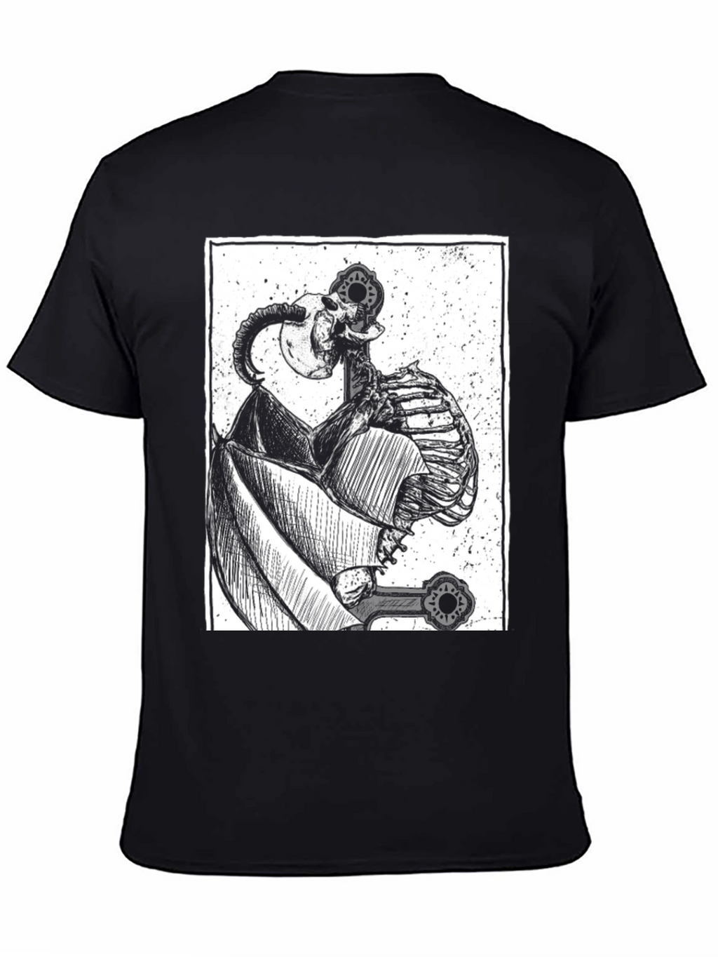 Unique Skeleton Graphic Print Black T-Shirt