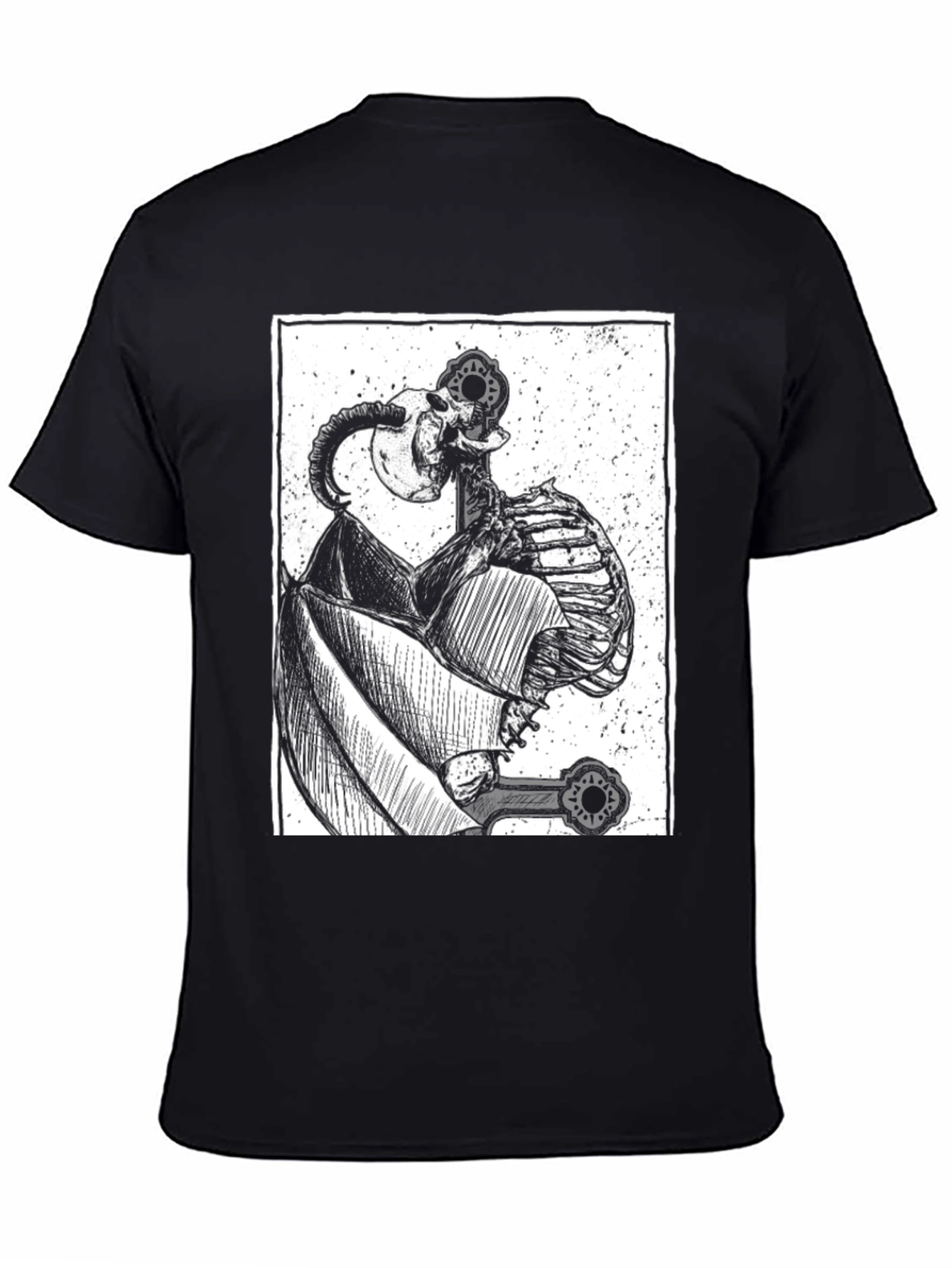 Unique Skeleton Graphic Print Black T-Shirt
