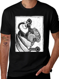 Unique Skeleton Graphic Print Black T-Shirt