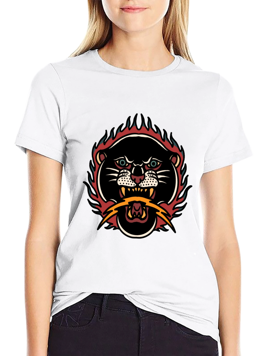 Retro Tattoo Style Panther Graphic Tee