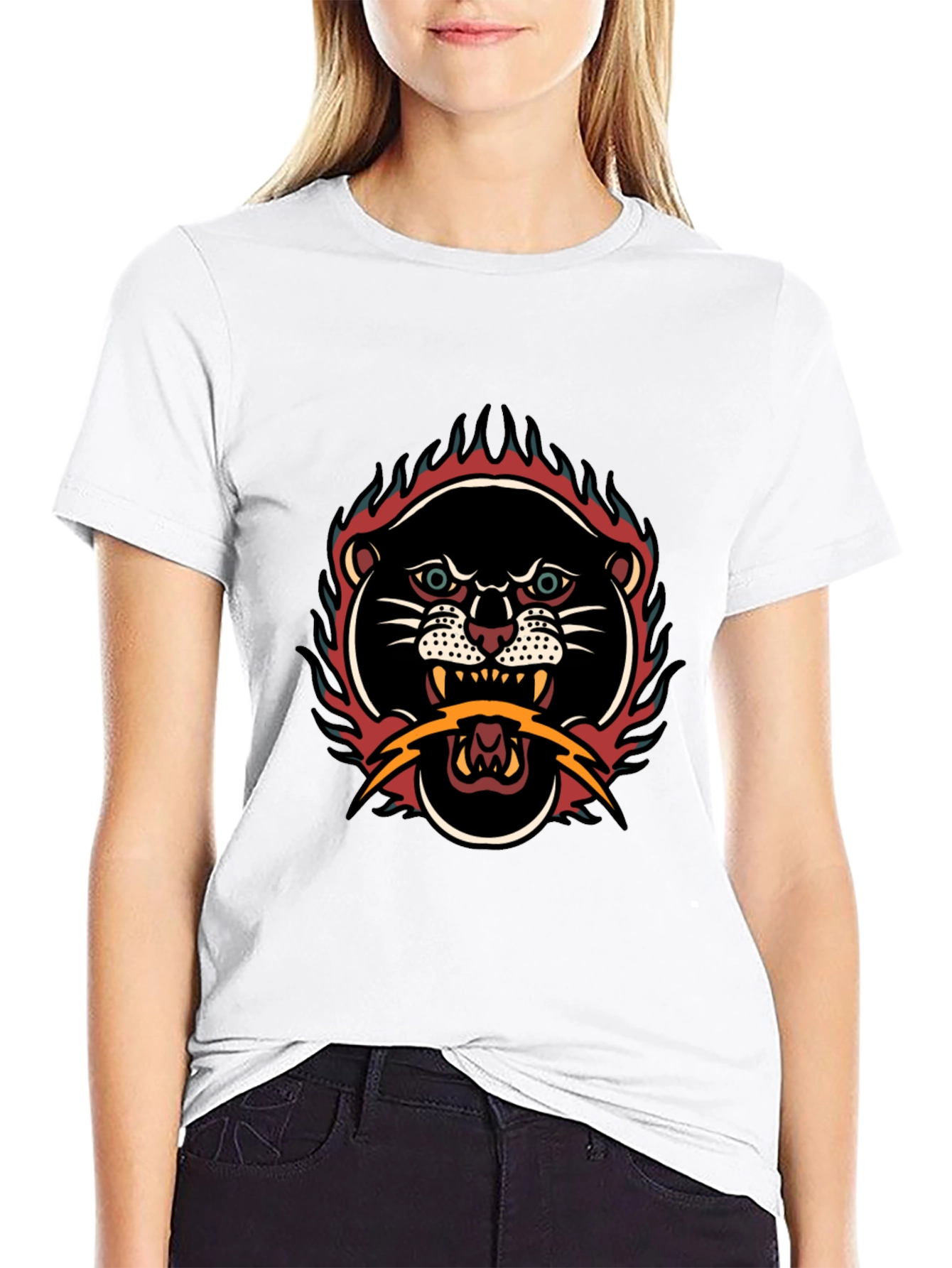 Retro Tattoo Style Panther Graphic Tee